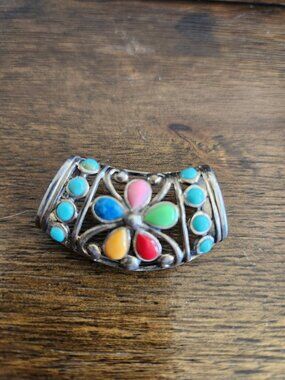 Multi Color Gemstone Daisy Flower Slide Pendant